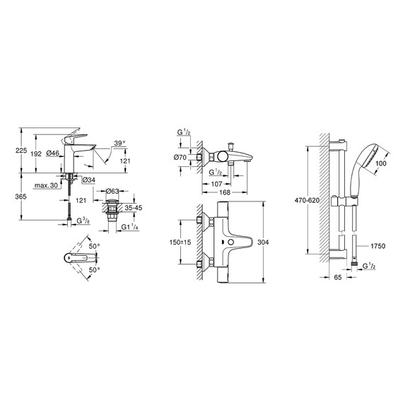 Набор смесителей для ванной комнаты Grohe QuickFix Start Black 3 в 1 (UA303304TM) (CV032755) изображение 16