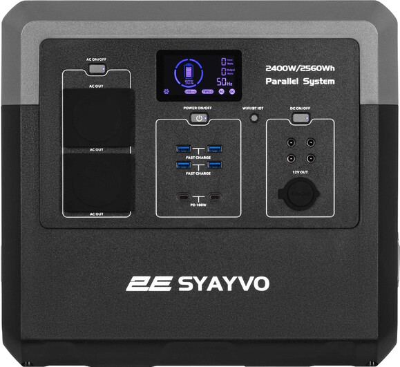 Портативна електростанція 2Е Syayvo 2400 Вт, 2560 Вт/рік, WiFi/BT, паралельне підключення, швидка зарядка фото 3