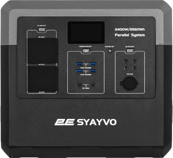 Портативна електростанція 2Е Syayvo 2400 Вт, 2560 Вт/рік, WiFi/BT, паралельне підключення, швидка зарядка фото 4