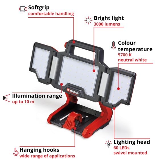 Акумуляторний прожектор Einhell TP-CL 18/3000 Li-Solo (4514172) (без АКБ та ЗП) фото 2