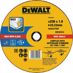Круг отрезной DeWALT INOX 230х1.9х22.23 мм по металлу (DT43909)