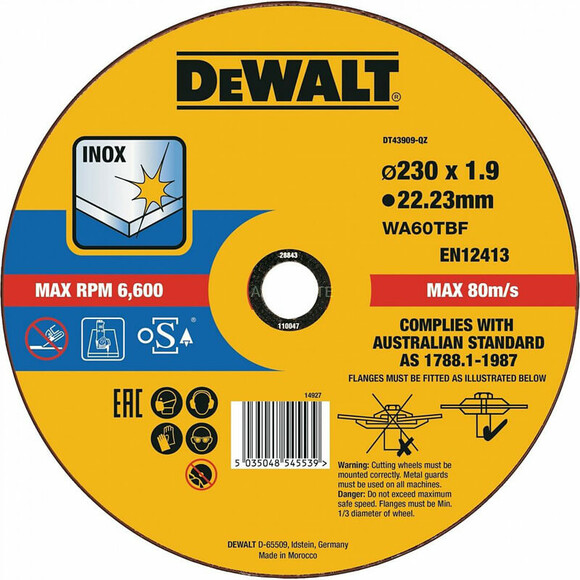 Диск відрізний DeWALT INOX 230х1.9х22.23 мм по металу (DT43909)