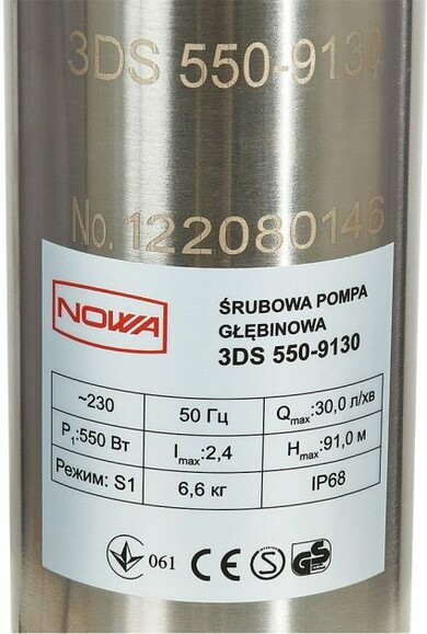 Насос погружной скважинный шнековый NOWA 3DS 550-9130 (148538) изображение 3