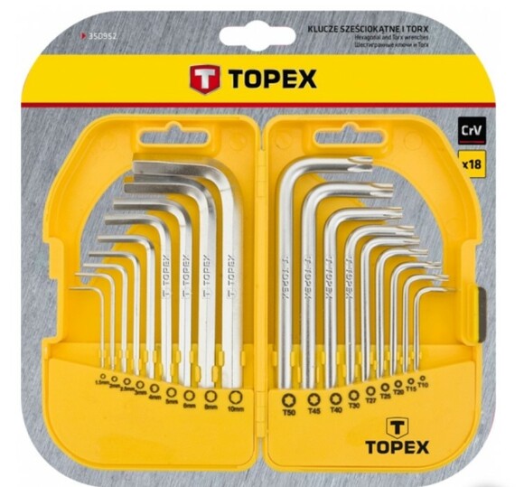 Ключи шестигранные, 18 шт. TOPEX (35D952) изображение 2
