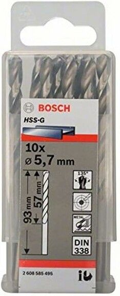 Сверло по металлу Bosch HSS-G 5.7х93 мм, 10 шт. (2608585495) изображение 2