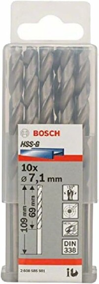 Сверло по металлу Bosch HSS-G 7.1х109 мм, 10 шт. (2608585501) изображение 2