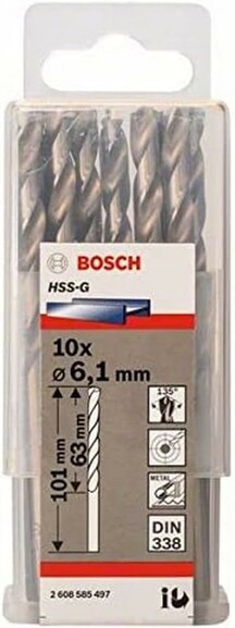 Сверло по металлу Bosch HSS-G 6.1х101 мм, 10 шт. (2608585497) изображение 2