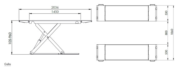 Низкопрофильный ножничный подъемник стационарный Galta GT-MR 3.O изображение 2