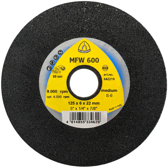 Зачисний диск Klingspor MFW 600 Coarse, нетканий абразивний, 125x22x6 мм (342218)