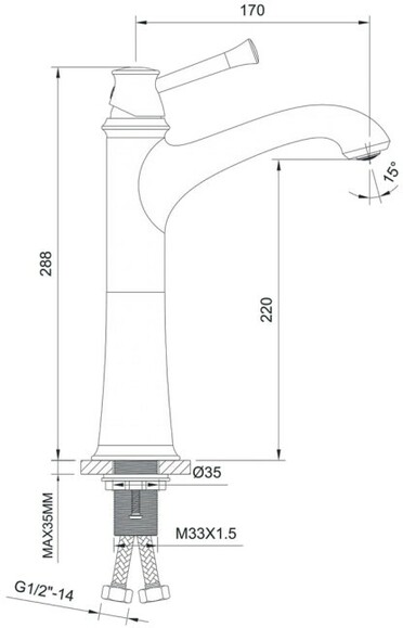 Змішувач для раковини IMPRESE Podzima Ledove, високий, хром, 35 мм (ZMK011701011) фото 2