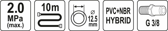 Шланг пневматичний гібридний Yato 12.5 мм x 10 м (YT-24236) фото 3