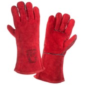 Перчатки защитные Lahti Pro сварщика 350мм (телячья кожа, хлопок) красные (L270311K)