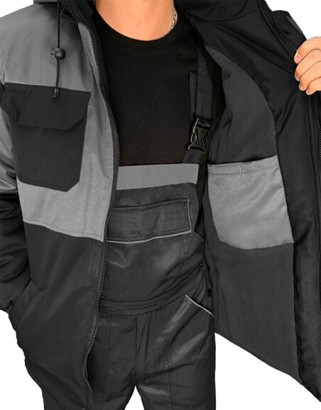 Куртка рабочая Eva зимняя утеплённая с флисом р.52-54 (6971045) Серый с черным изображение 4
