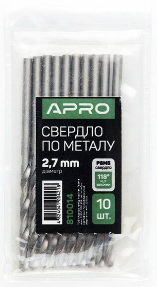 Сверло по металлу APRO P6M5 2.7 мм (810014) изображение 3