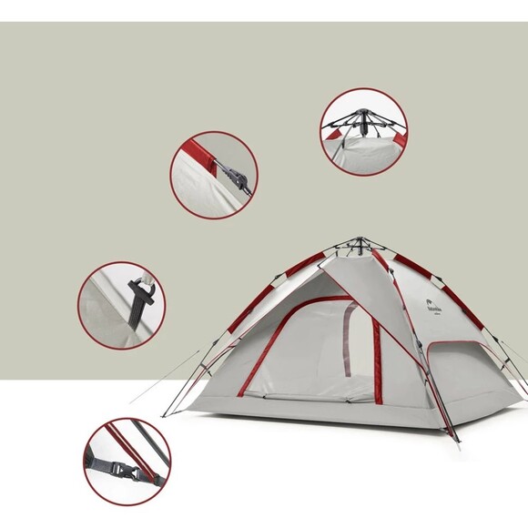 Палатка автоматическая Naturehike NH21ZP008 (серо-красный) (6927595777572) изображение 3