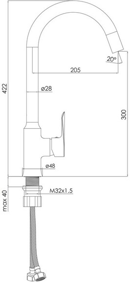 Смеситель для кухни IMPRESE Vaclav, черный матовый, 35 мм (f03406410AA) изображение 2