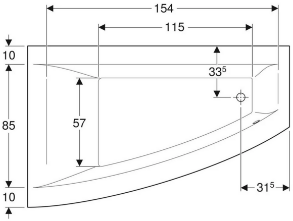 Ванна асимметричная GEBERIT SELNOVA SQUARE, 170х105 см, с ножками (554.293.01.1) изображение 2