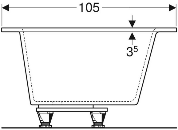 Ванна асимметричная GEBERIT SELNOVA SQUARE, 170х105 см, с ножками (554.293.01.1) изображение 4
