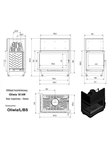 Каминная топка Kratki OLIWIA 18 (OLIWIA/L/BS) изображение 2