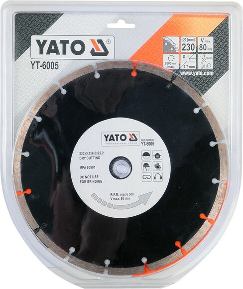 Диск алмазний YATO сигмент 230x8,0x22,2 мм (YT-6005) фото 2