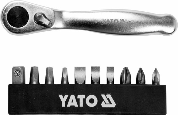 Набір отверточних насадок з тріскачкою Yato 1/4 "25 мм, 11 шт (YT-14390)