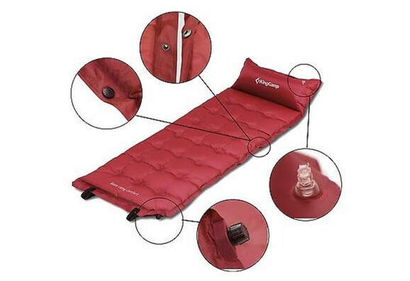 Самонадувающийся коврик KingCamp Base Camp Comfort Wine Red (KM3560 Wine red) изображение 4