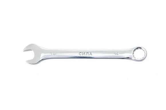 Ключ ріжково-накидний полірований CrV 16 мм СИЛА 201066