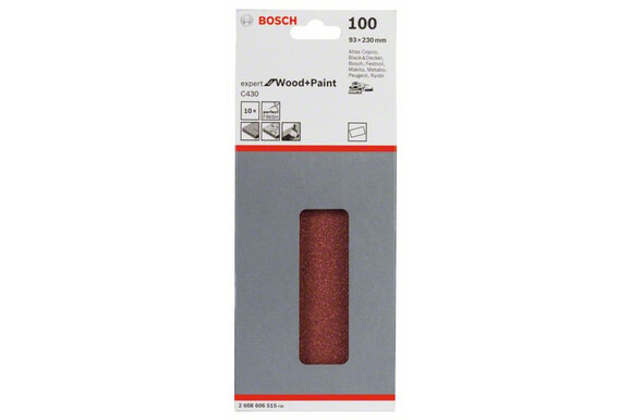 Шліфлист Bosch Expert для Wood and Paint C430, 93x230 мм, K100, 10 шт. (2608606515) фото 2