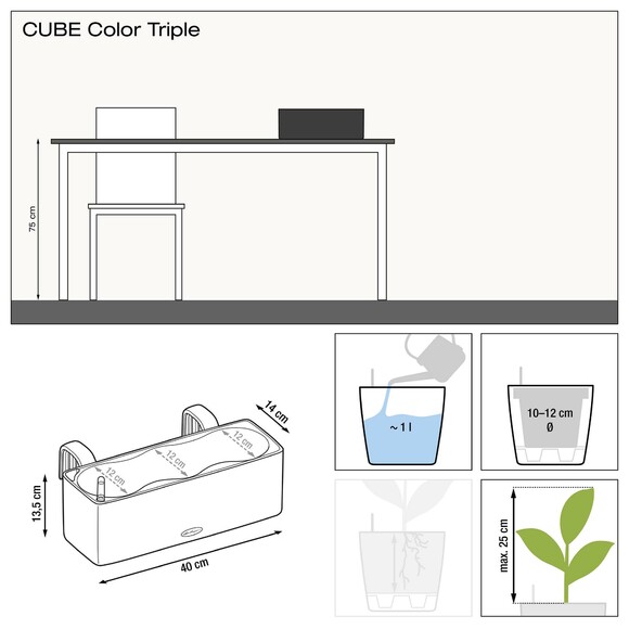 Горщик Lechuza Cube Color Triple 40 (зелений) (13685) фото 10