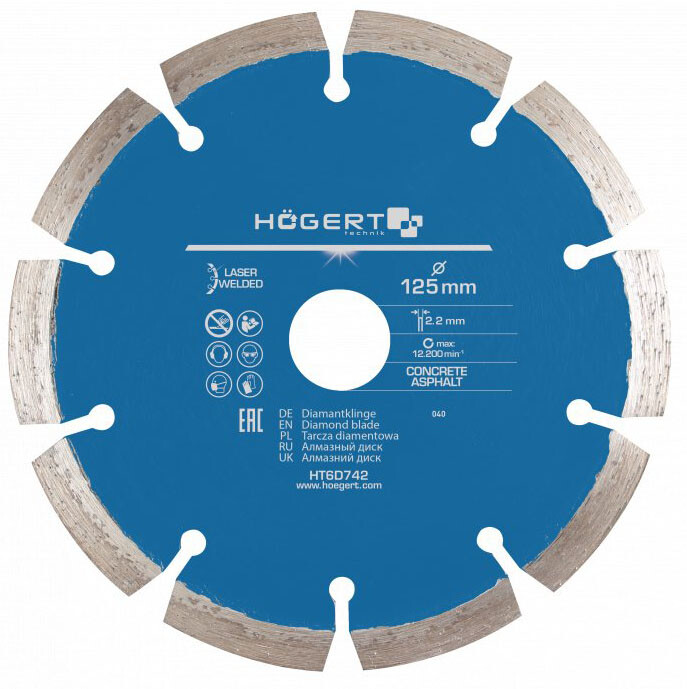 

Диск алмазный HOEGERT SEGMENT, 125х22.2 мм (HT6D742)