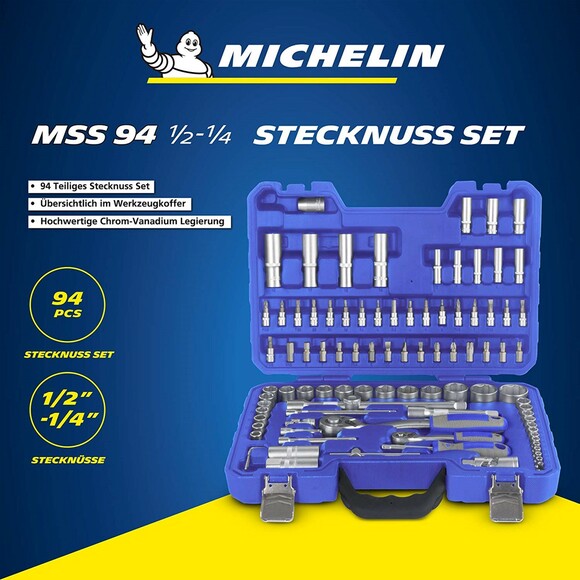 Набір торцевих головок Michelin MSS-94-1/2-1/4 (94 шт) фото 2