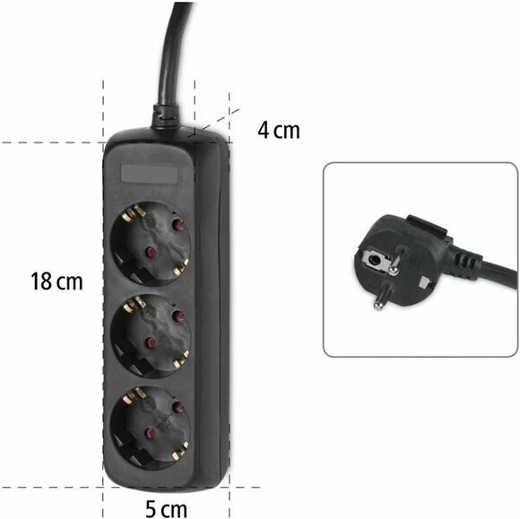 Сетевой удлинитель Hama 3хSchuko 3Gх1.5 мм 5 м Black (108843) изображение 4