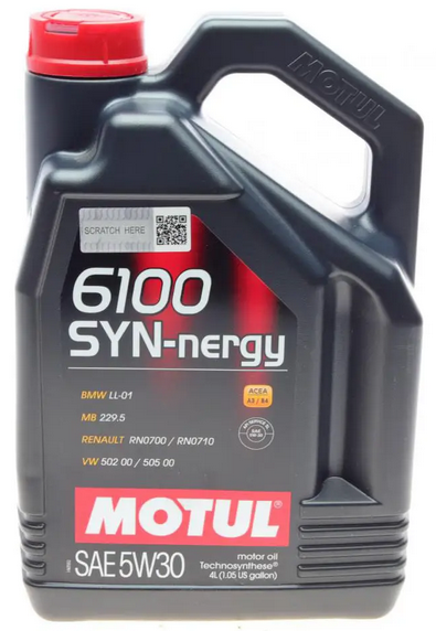 

Моторное масло Motul 6100 Syn-nergy, 5W30 4 л (107971)