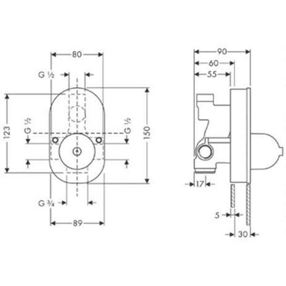 Смеситель для ванны и душа HANSGROHE Novus, со скрытой частью Focus S (71047000+31741180) изображение 5