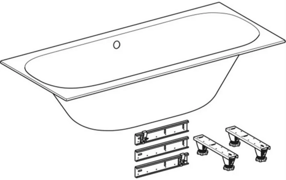Ванна прямоугольная GEBERIT SOANA Slim rim Duo, 180х80 см, с ножками (554.004.01.1) изображение 3