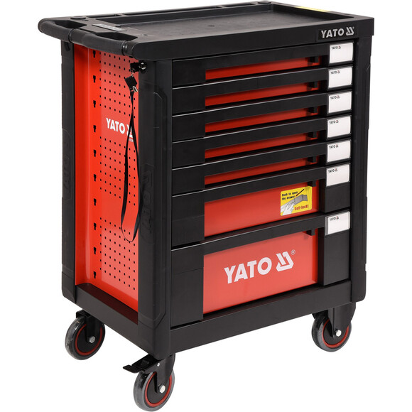 Сервісний шафа з інструментами YATO 211 елем., 5 лотків, на колесах, 7 ящиків, 98х77х46,5 см (YT-55290) фото 2