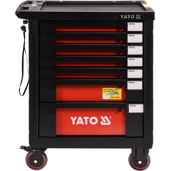 Сервисный шкаф с инструментами YATO 211 элем., 5 лотков, на колесах, 7 ящиков, 98х77х46,5 см (YT-55290) изображение 3