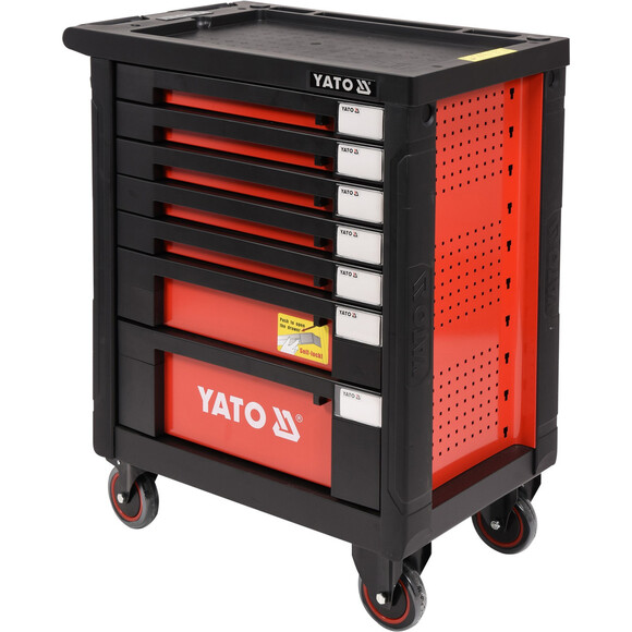 Сервисный шкаф с инструментами YATO 211 элем., 5 лотков, на колесах, 7 ящиков, 98х77х46,5 см (YT-55290) изображение 4