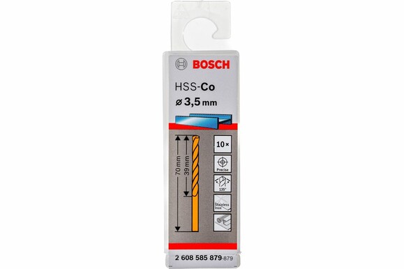 Сверло по металлу Bosch HSS-CO 3.5х70 мм, 10 шт. (2608585879) изображение 4