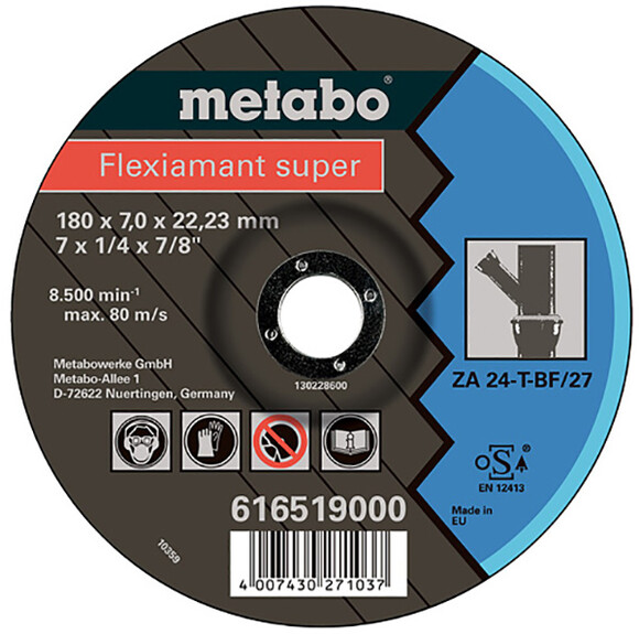 Диск зачистной Metabo Fleхiamant Super ZA 24-T, 180х7х22.2 мм (616519000)