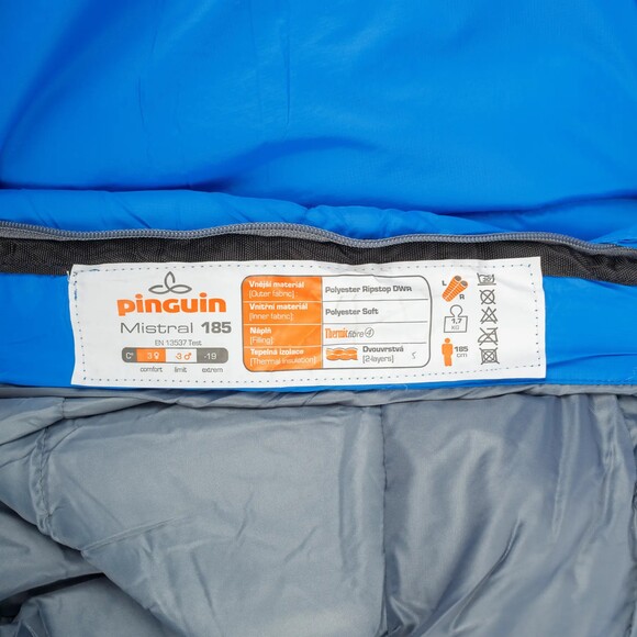 Спальный мешок Pinguin Mistral PFM (3/-3°C), 185 см - Left Zip, Blue (PNG 235159) изображение 8