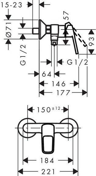 Набор 3 в 1: смеситель для раковины HANSGROHE Logis Loop 71151000, смеситель для душа 71247000, душевой гарнитур Crometta Vario 26553400 (1072019) изображение 5