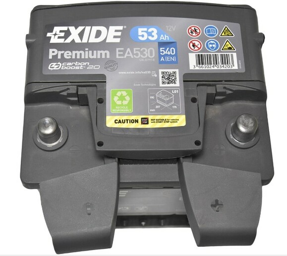 Аккумулятор EXIDE EA530 Premium, 53Ah/540A изображение 2