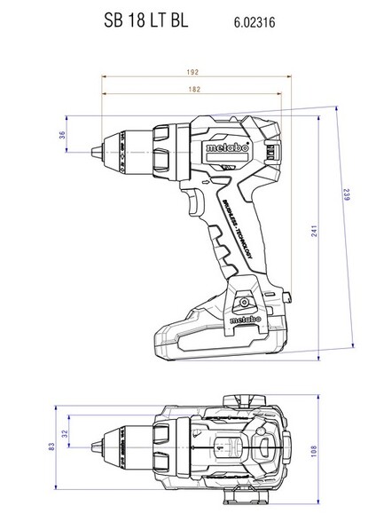 Аккумуляторный ударный шуруповерт Metabo SB 18 LT BL LiHD 2x4.0 Ah (602316800) изображение 4