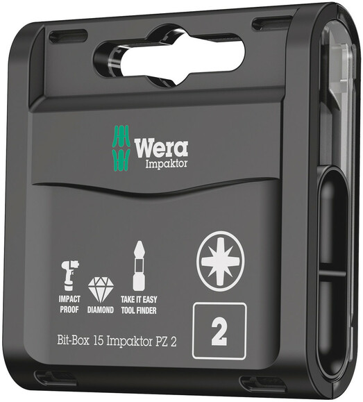 Набор бит Wera Bit-Box 15 Impaktor PZ2 (05057763001)