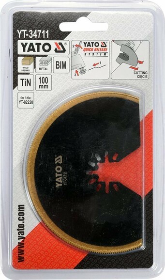 Полотно-насадка дисковое для реноватора Yato YT-34711 BIM-TIN 100 мм изображение 3