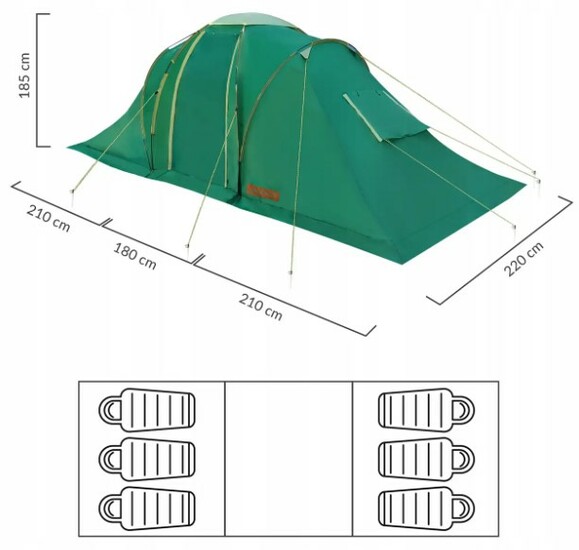 Палатка туристическая шестиместная SportVida (SV-WS0023) изображение 7