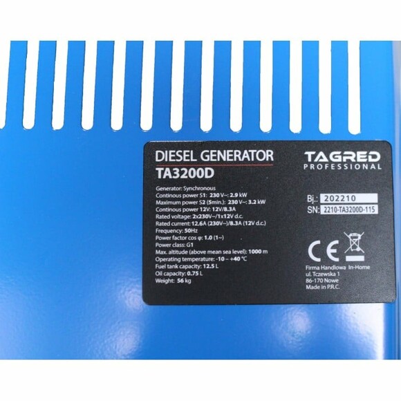 Генератор дизельний Tagred TA3200D фото 8
