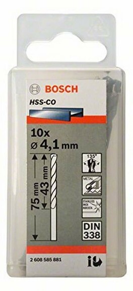 Свердло по металу Bosch HSS-CO 4.1х75 мм, 10 шт. (2608585881) фото 2