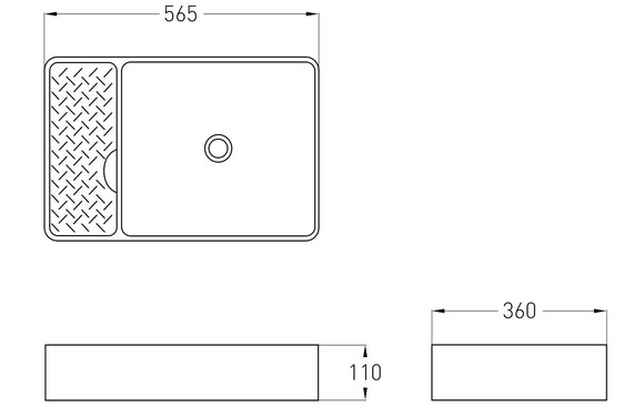 Умивальник прямокутний VOLLE DIOS 4 без отвору під змішувач (1301.634800) фото 2